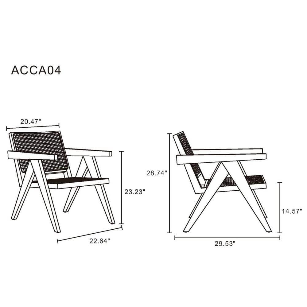 Set of 2 Hamlet Wood Accent Chairs Natural - Manhattan Comfort: Matte Finish, Ash Frame, No Assembly Required