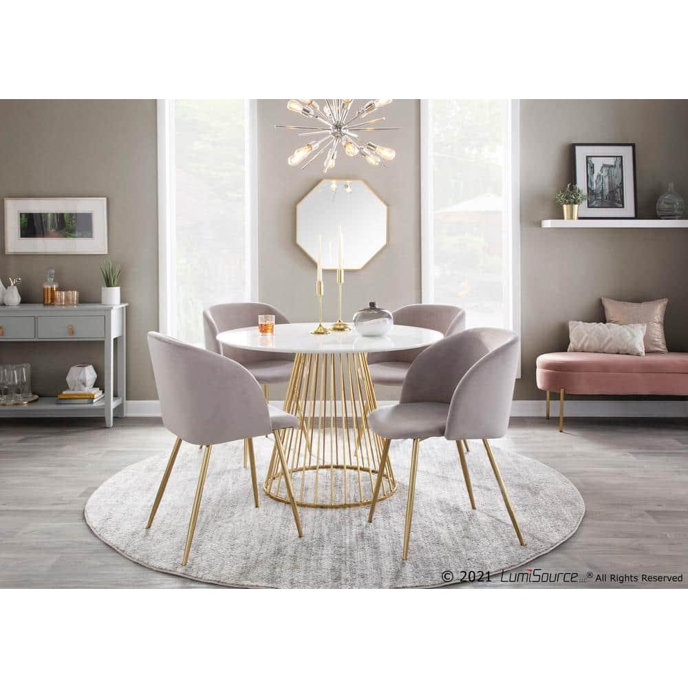 Set of 2 Fran Dining Chairs Velvet/Steel Gold/Silver - LumiSource: Modern Bucket Seat, Tapered Legs