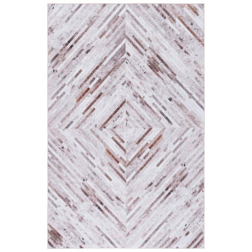 SAFAVIEH Faux Hide Curtis Diamond Area Rug, Beige/Brown, 9' x 12'