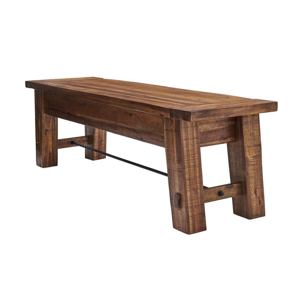 Durango Wood Entryway/Dining Bench Dark Brown - Alaterre Furniture: Industrial Accent, 60" Long