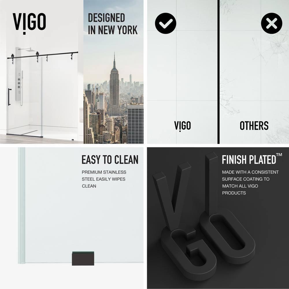 Hamilton 56-60" W x 78" H Sliding Frameless Shower Door with 3/8" Clear Glass