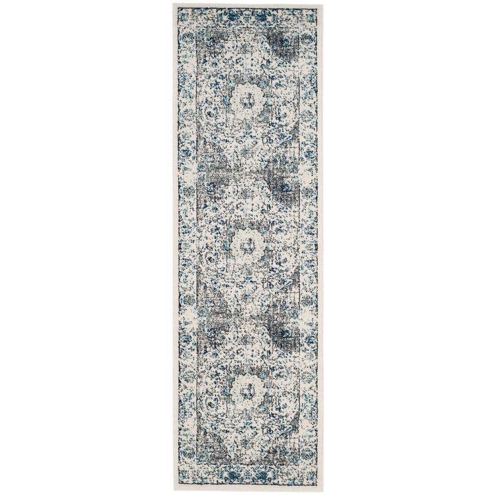 Evoke EVK220 Power Loomed Runner Rug - Ivory/Grey - 2'2"x21' - Safavieh.