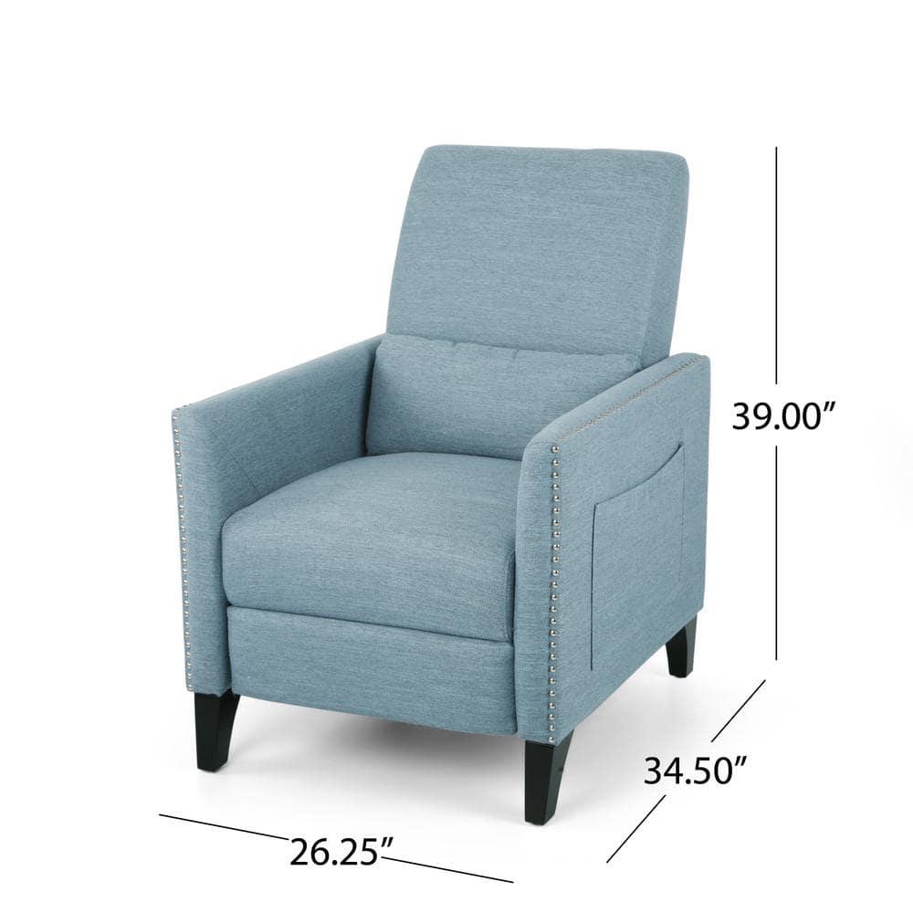 Christopher Knight Home Alexis Contemporary Fabric Push Back Recliner, Light Blue, Dark Brown