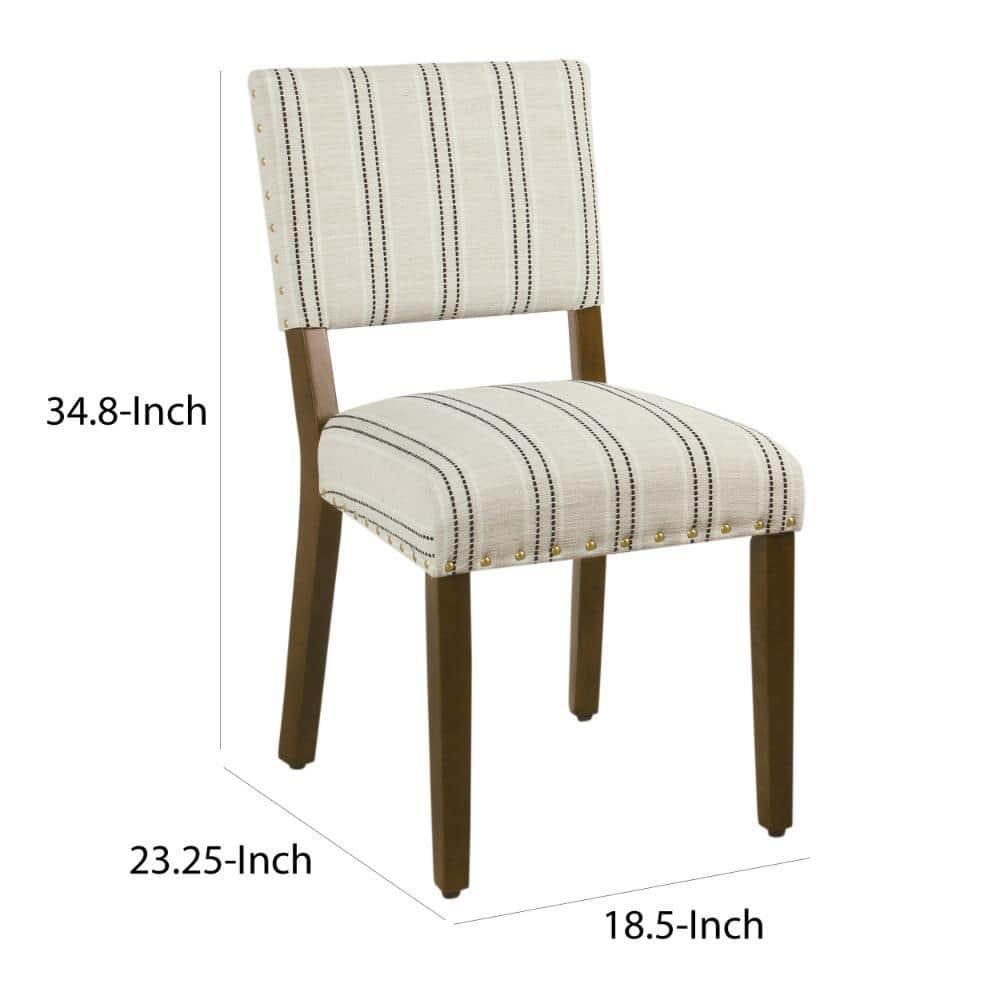 Set of 2 Stripe Dining Chairs Black/White - HomePop: Nailhead Trim, Rubberwood Legs, Polyester Upholstery