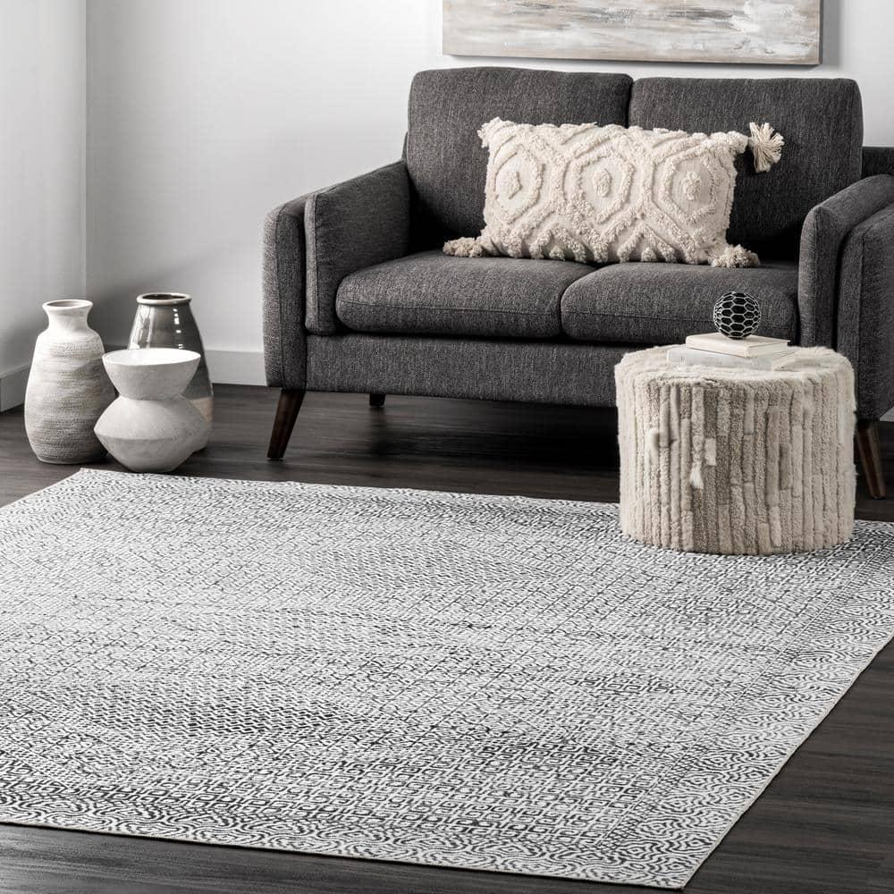 Nuloom Hart Medallion 8x10 Machine Washable Indoor Area Rug for Living Room Bedroom Dining Room Kitchen, Grey/Ivory