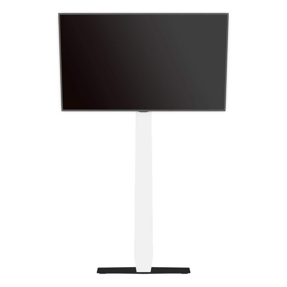 Floor Mount with TV Stand for TVs up to 80" White - AVF: No-Drill, Space-Saving Design, Cable Management