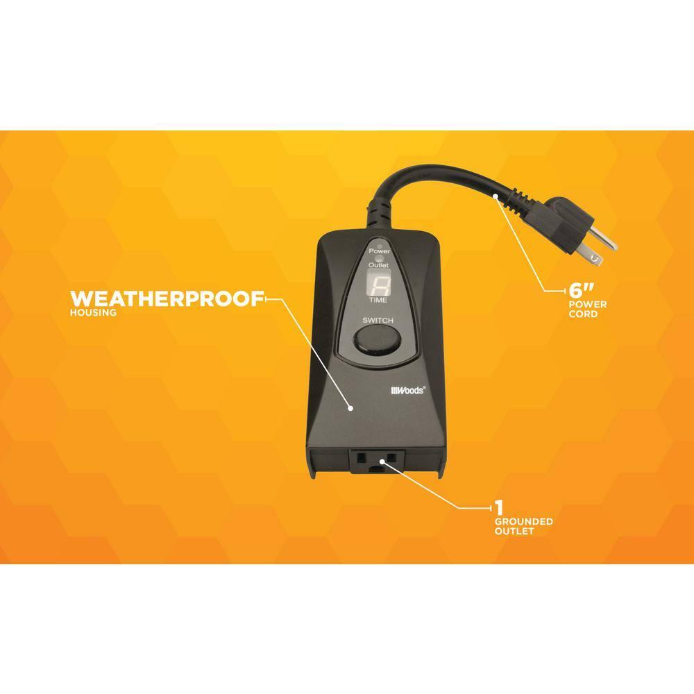 Woods 50013WD 24-Hour Dusk to Dawn Lighting Timer with Photocell and Digital Display