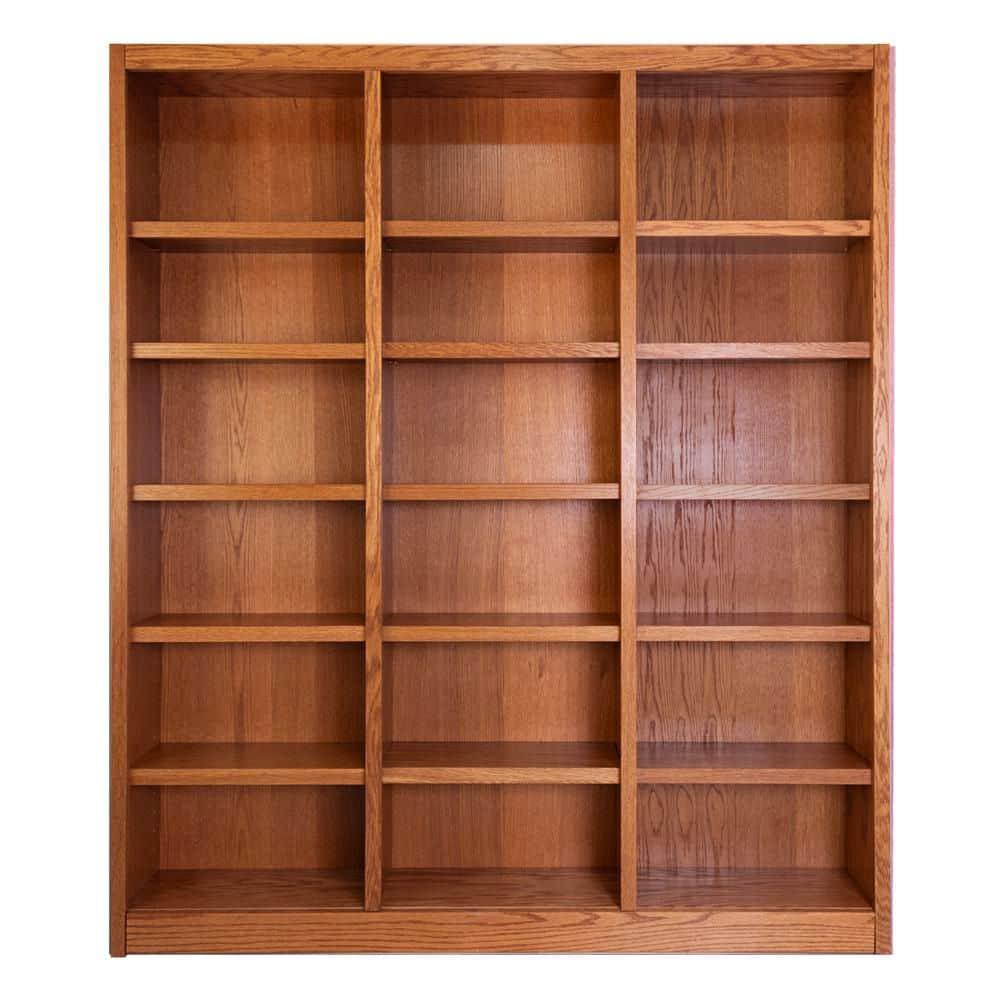 Winston Porter Aliette Triple Wide Wood Bookcase, 18 Bookshelf, 84 inch Tall Storage and Display Bookshelf for Home Office and Living Room
