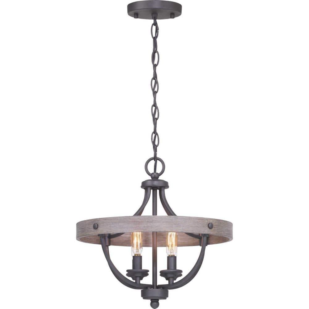 Progress Lighting Gulliver 4-Light Semi-Flush Graphite Ceiling Light, Wood Grained Texture