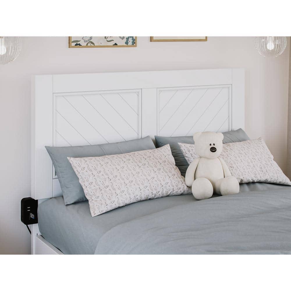 HAOYUN Canyon Twin XL Farmhouse Solid Wood Platform Bed with Footboard & Twin XL Trundle, White