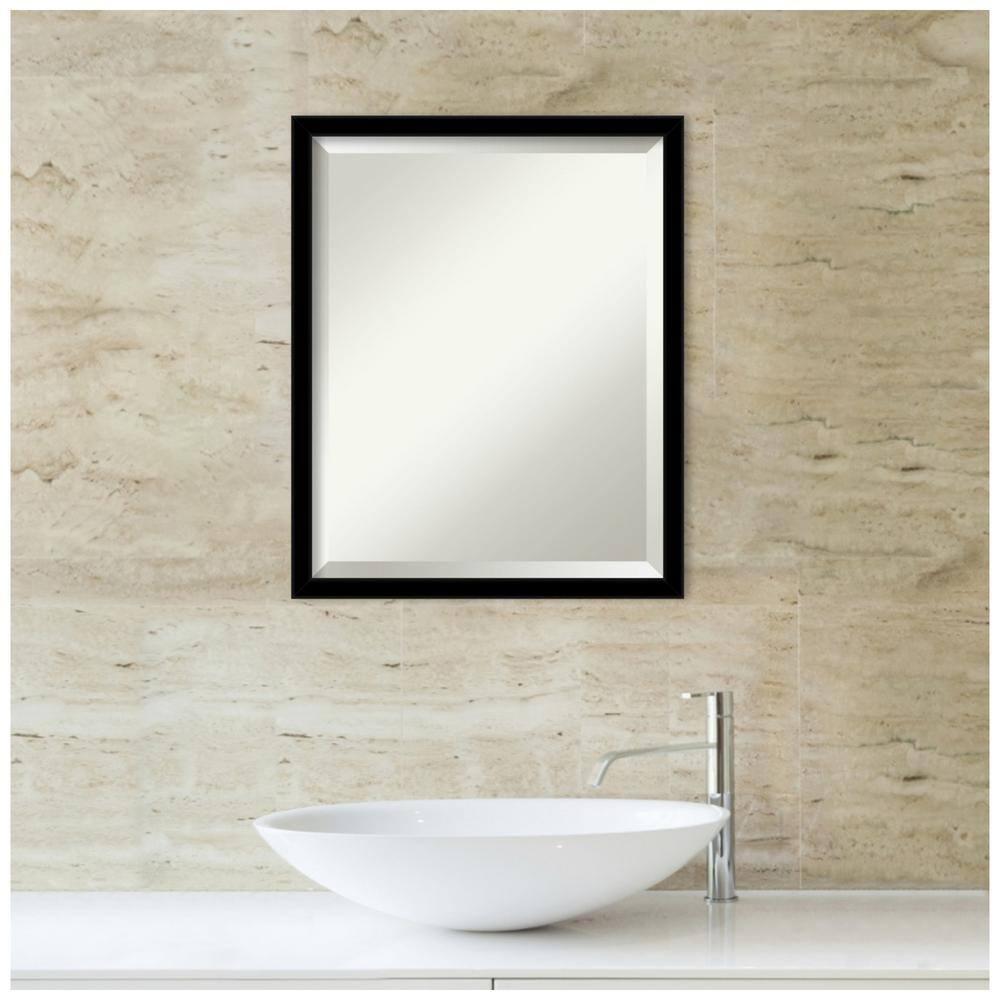 Amanti Art Beveled Bathroom Wall Mirror - Jet Frame Jet Black Outer Size: 17 x 21 in Black