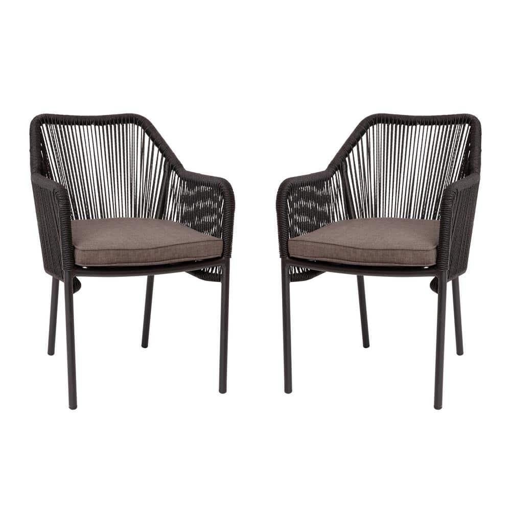 Black Aluminum Outdoor Dining Chair (Set of 2)