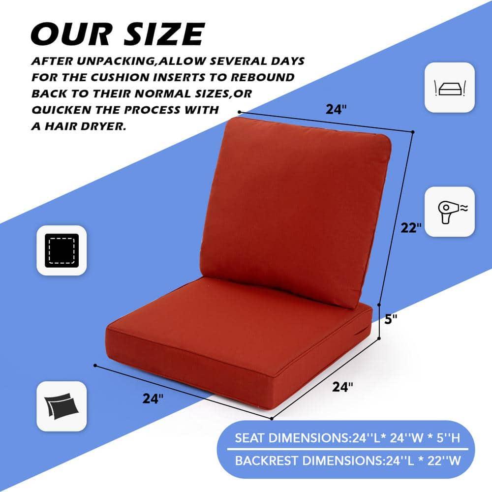 Yeahumalia Patio Deep Seat Cushions 23'' x 24'' with Removable Cover, Water and Fade Resistant, Red