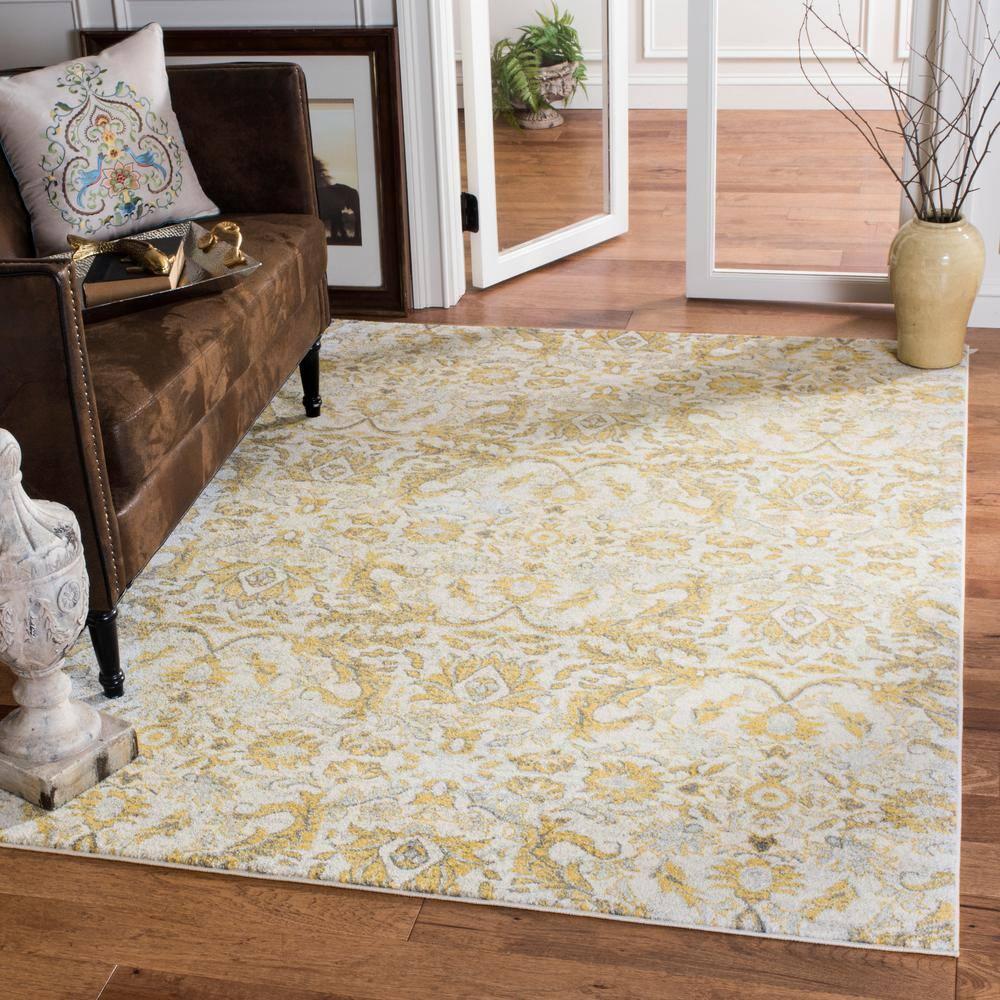 Evoke EVK238 Power Loomed Area Rug - Ivory/Gold - 6'7"x9' - Safavieh.