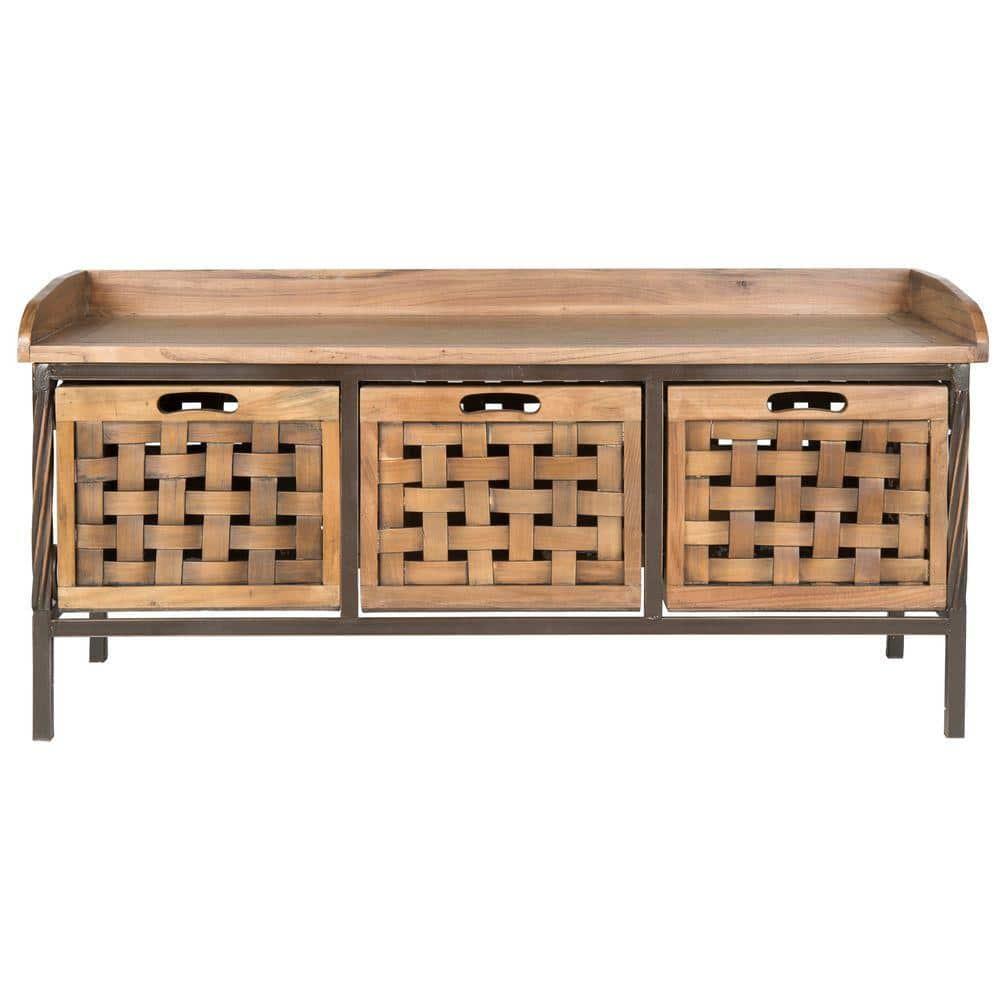 Isaac Wooden Storage Bench - AMH6530 - Oak - Safavieh Couture