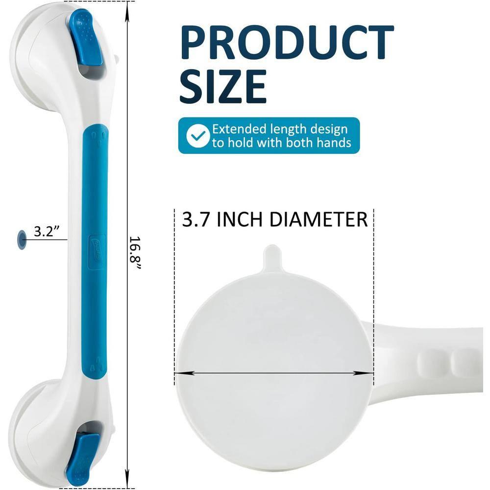 TAILI Shower Grab Bar 2 Pack Suction Grab Bars for Bathtubs and Showers, Heavy Duty Shower Handle Removable Bathroom Safety Grip for Seniors and Elderly, Shower Handrails No Drilling Waterproof, Blue