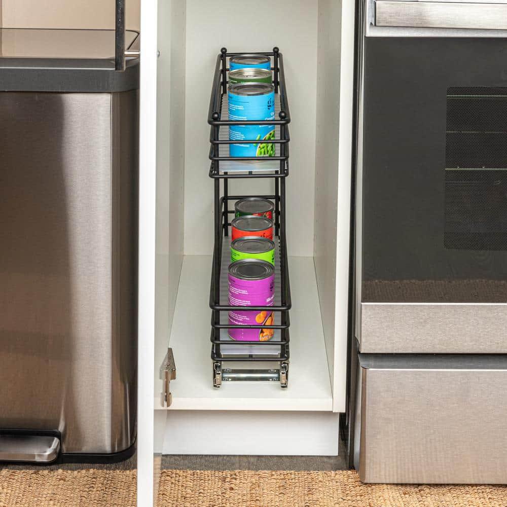 Glidez Multipurpose Paint-Finished Steel Pull-Out/Slide-Out Storage Organizer with Plastic Liners for Under Cabinet Use - 2-Tier Design - Black