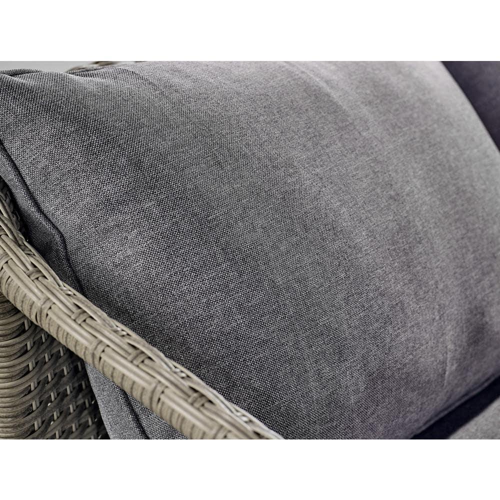 Windham All-Weather Wicker Two-Seat Outdoor Light Gray Bench with Dark Gray Cushions