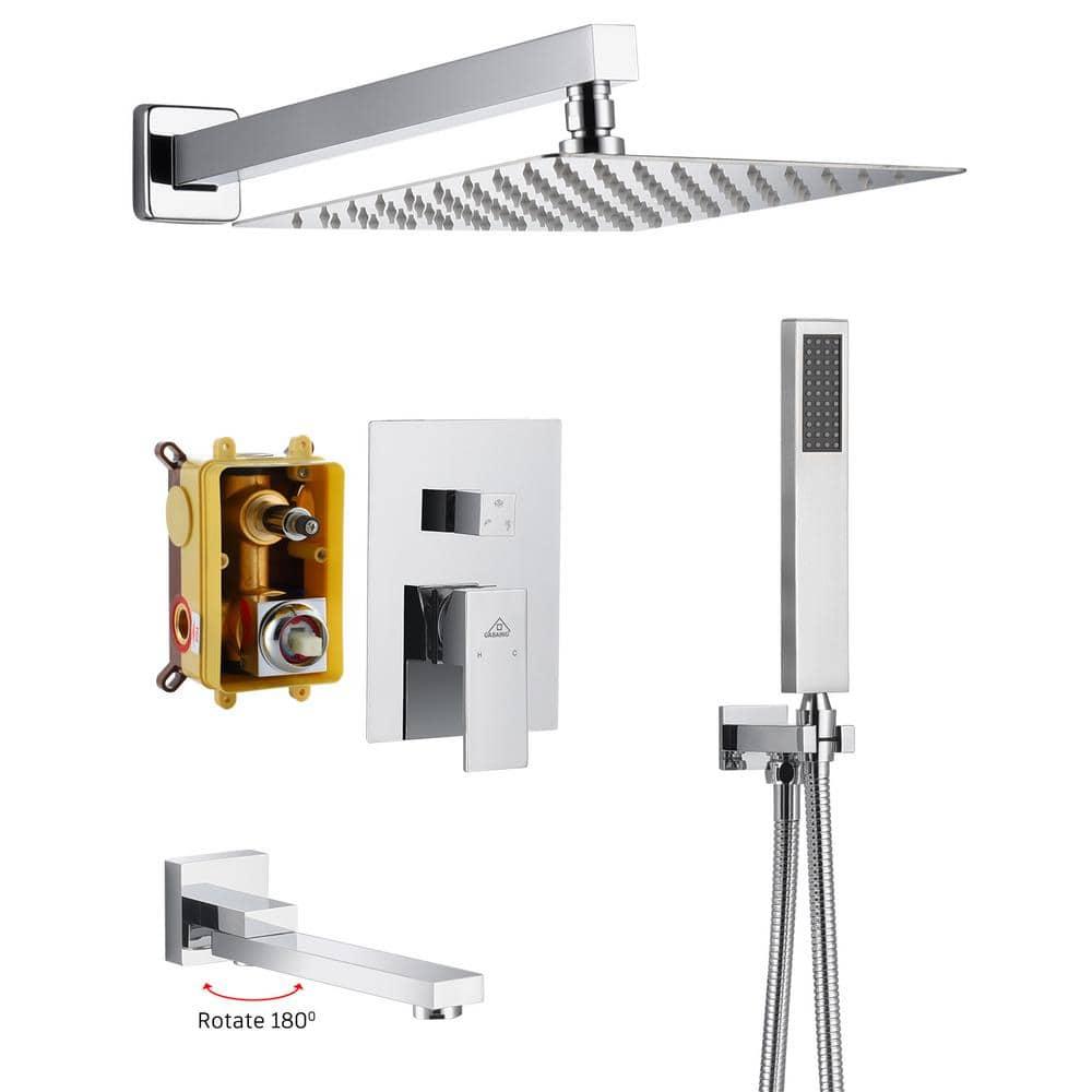 10'' Square Wall Mounted Stainless Steel Rain Shower System