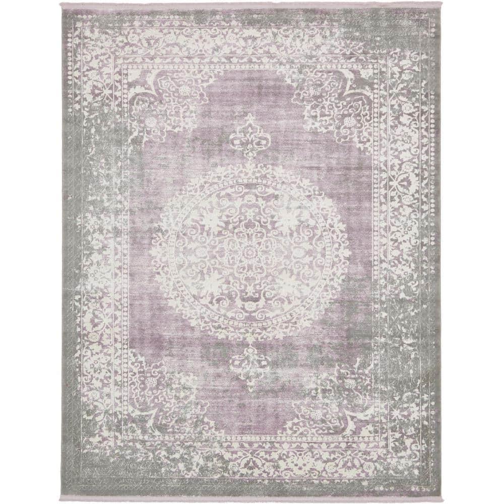 Unique Loom New Classical Collection Area Rug - Olwen (8' x 10' Rectangle Purple/Gray)