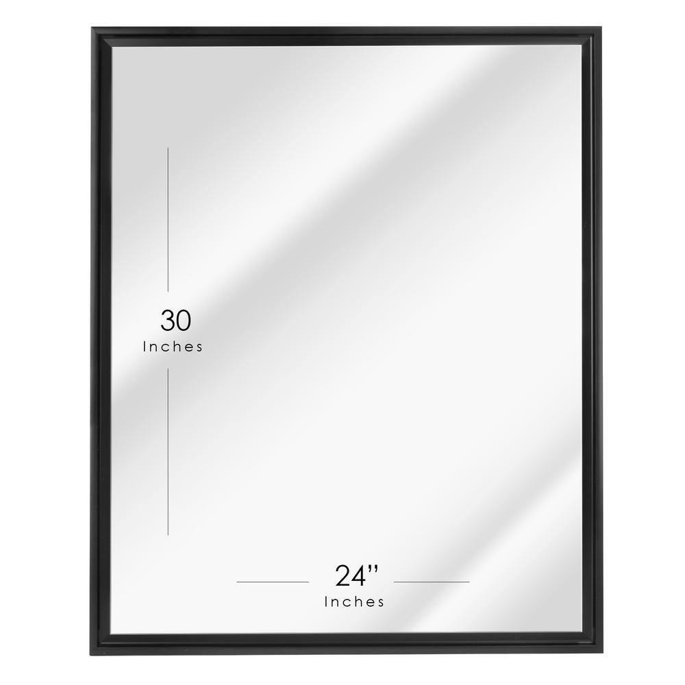 Head West Glossy Black Rectangular Edge-to-Edge Float Framed Accent Wall Vanity Mirror - 26 x 32