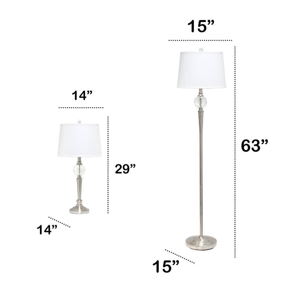 Lalia Home Crystal Drop Table and Floor Lamp Set Metallic Silver : Metallic Silver, Brushed Nickel Base ,Modern Lighting