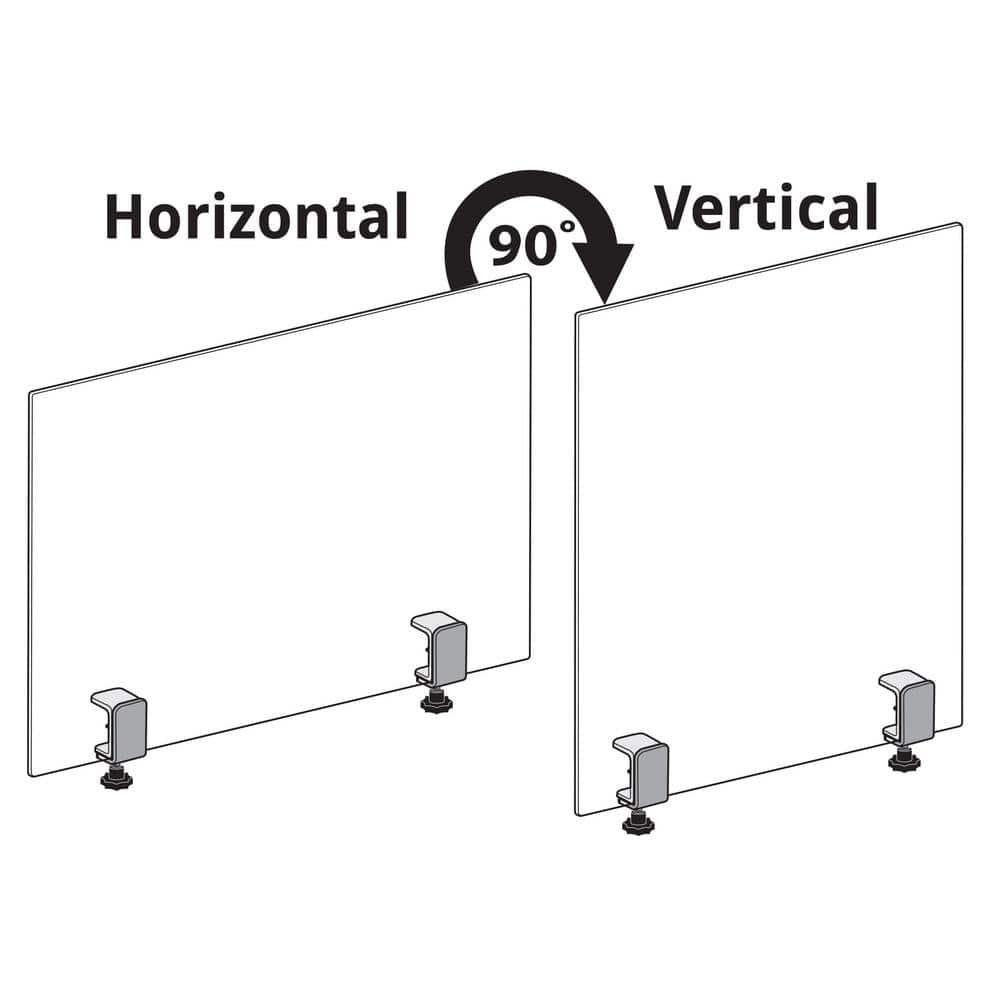 Clear Acrylic Floor Standing Sneeze Guard with Metal Clamps