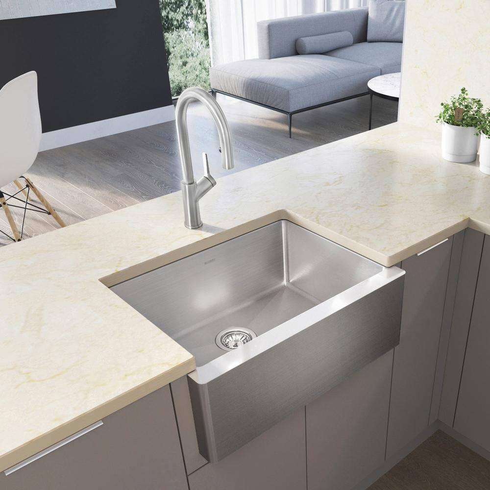 Quatrus 25" L x 19'' W Single Bowl Stainless Steel Farmhouse Sink