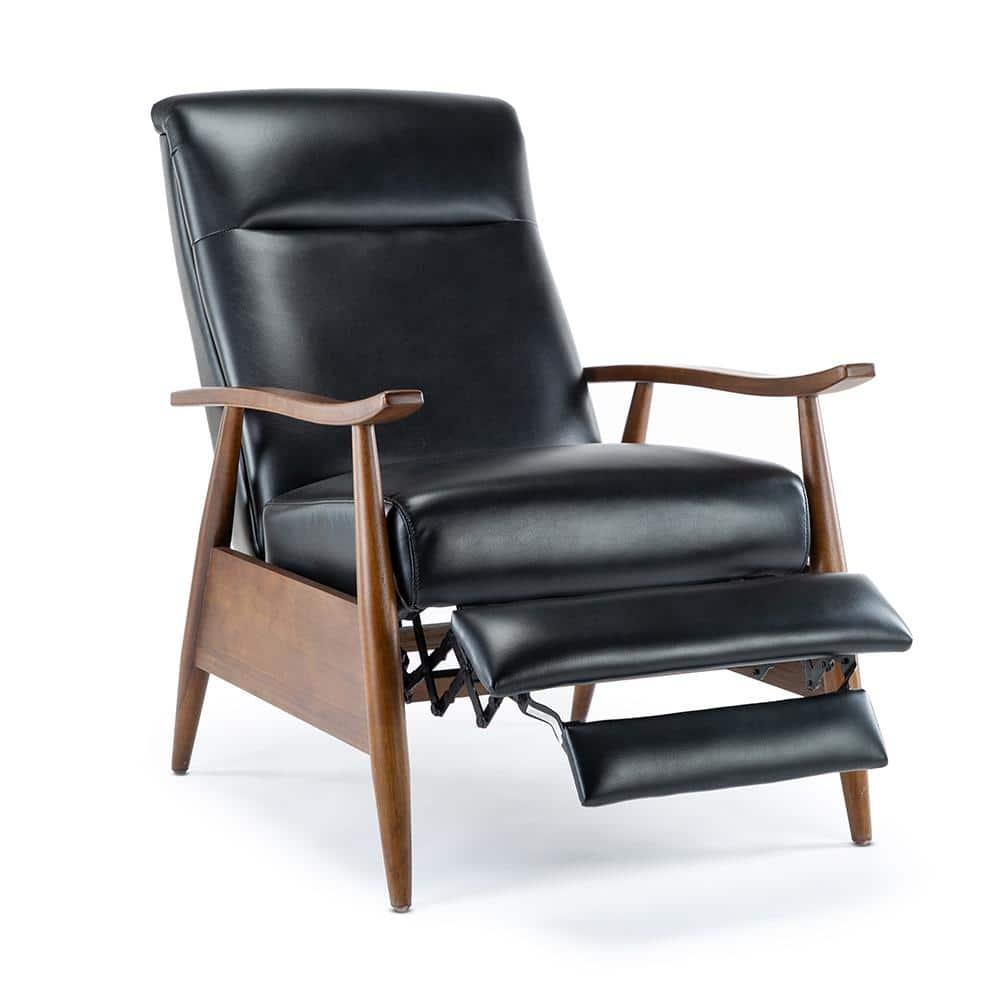 Comfort Pointe Solaris Press-Back Recliner Black: Faux Leather, Wood Legs, 330 lbs Capacity