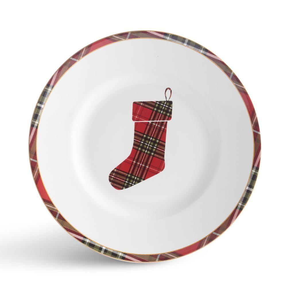 222 Fifth 222 Fifth 12-Piece Wexford Red Porcelain Dinnerware Set - Service For 4, Plate & Bowl Set