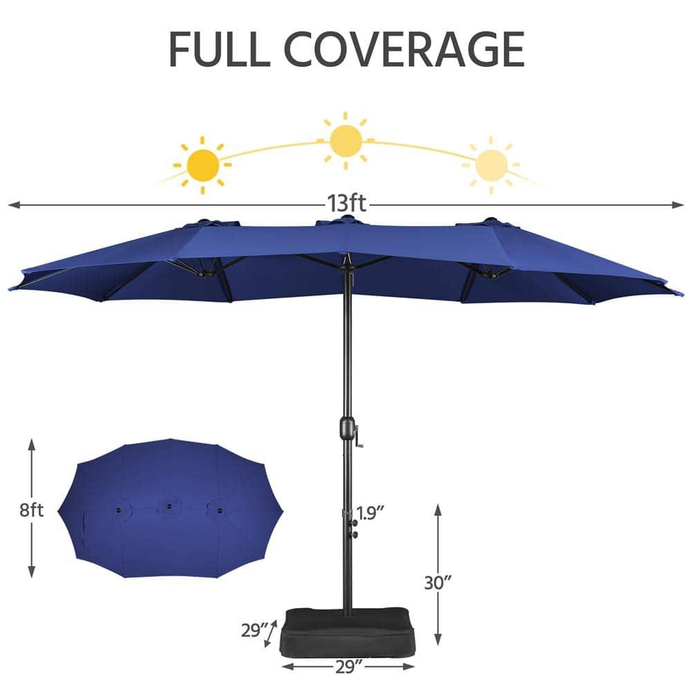 Yaheetech 13 ft Outdoor Patio Umbrella with Crank, Navy Blue