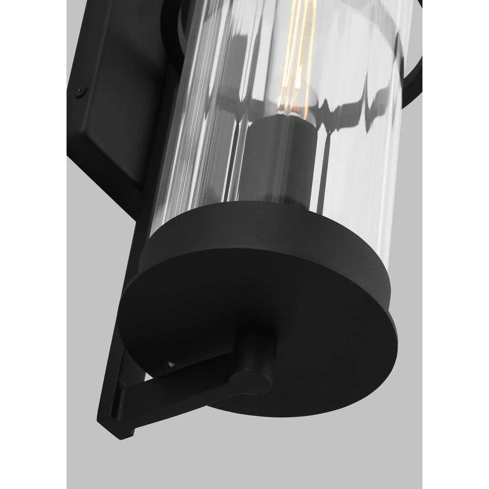 Alcona Black Bronze Outdoor Wall Lantern with Clear Fluted Glass