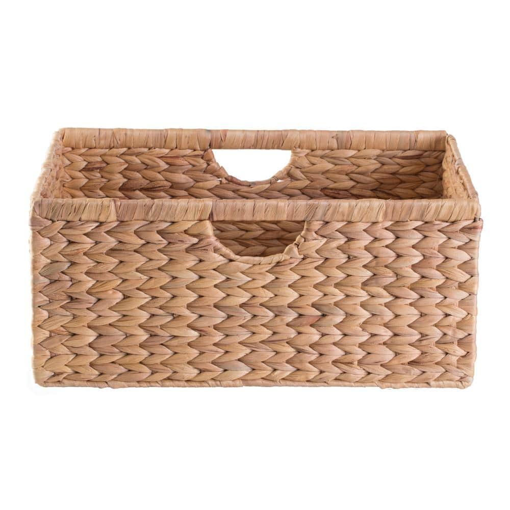 Vintiquewise Medium Hyacinth Basket - Rustic Handwoven Multipurpose Foldable Storage Organizer Decorative Laundry Totes and Woven Storage Bin for Bedroom, Living Room, Bathroom, Pantry and Closet