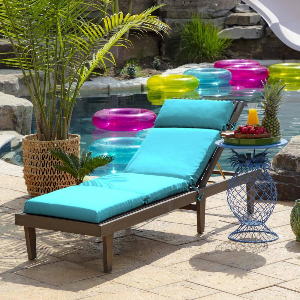ARDEN Outdoor Chaise Lounge Cushion 72 x 21, Pool Blue Leala