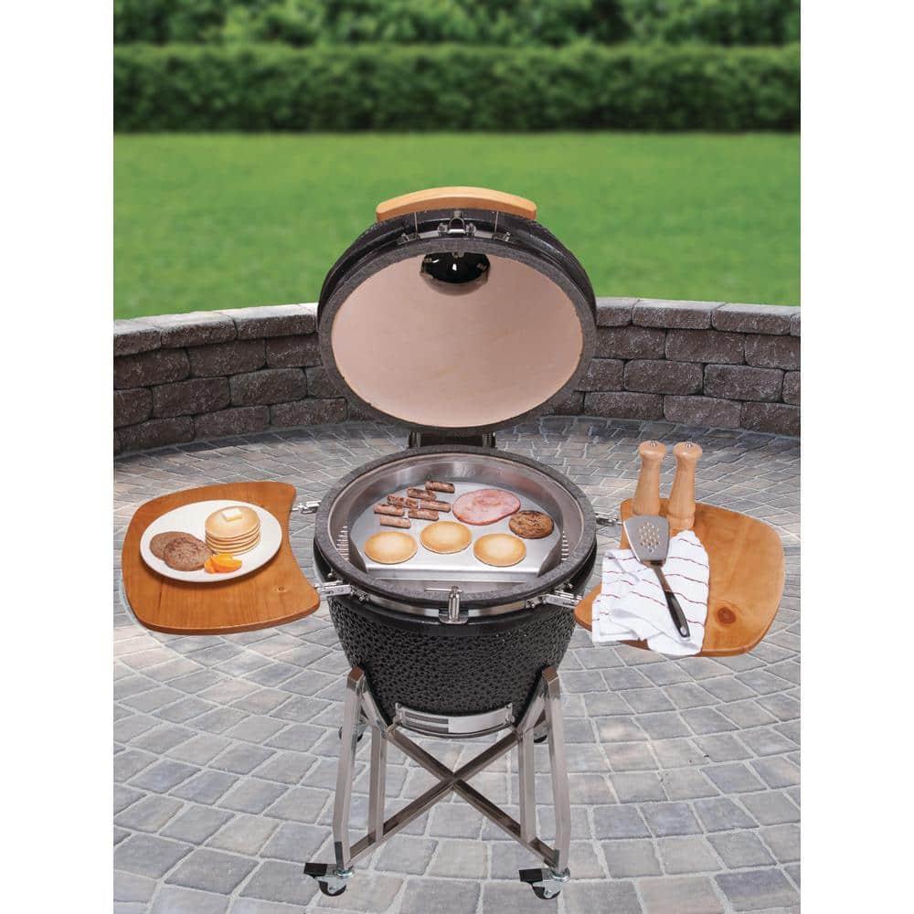 Little Griddle KQ-17-R Stainless Steel Outdoor BBQ Griddle, 17 x 14, For Charcoal Kettle and Kamado Grills, Fun to Use, Easy to Clean