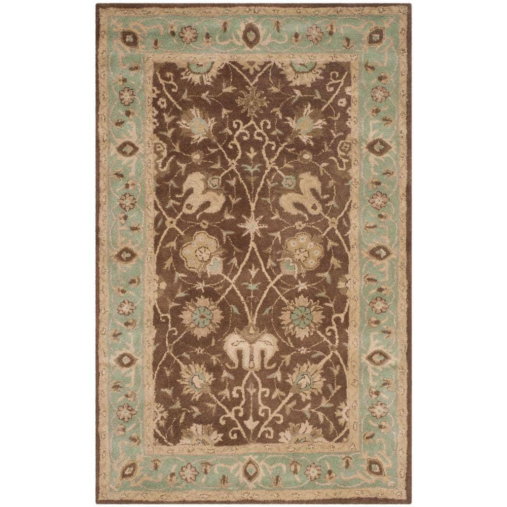 Antiquity AT21 Hand Tufted Indoor Area Rug - Brown/Green - 6'x9' - Safavieh