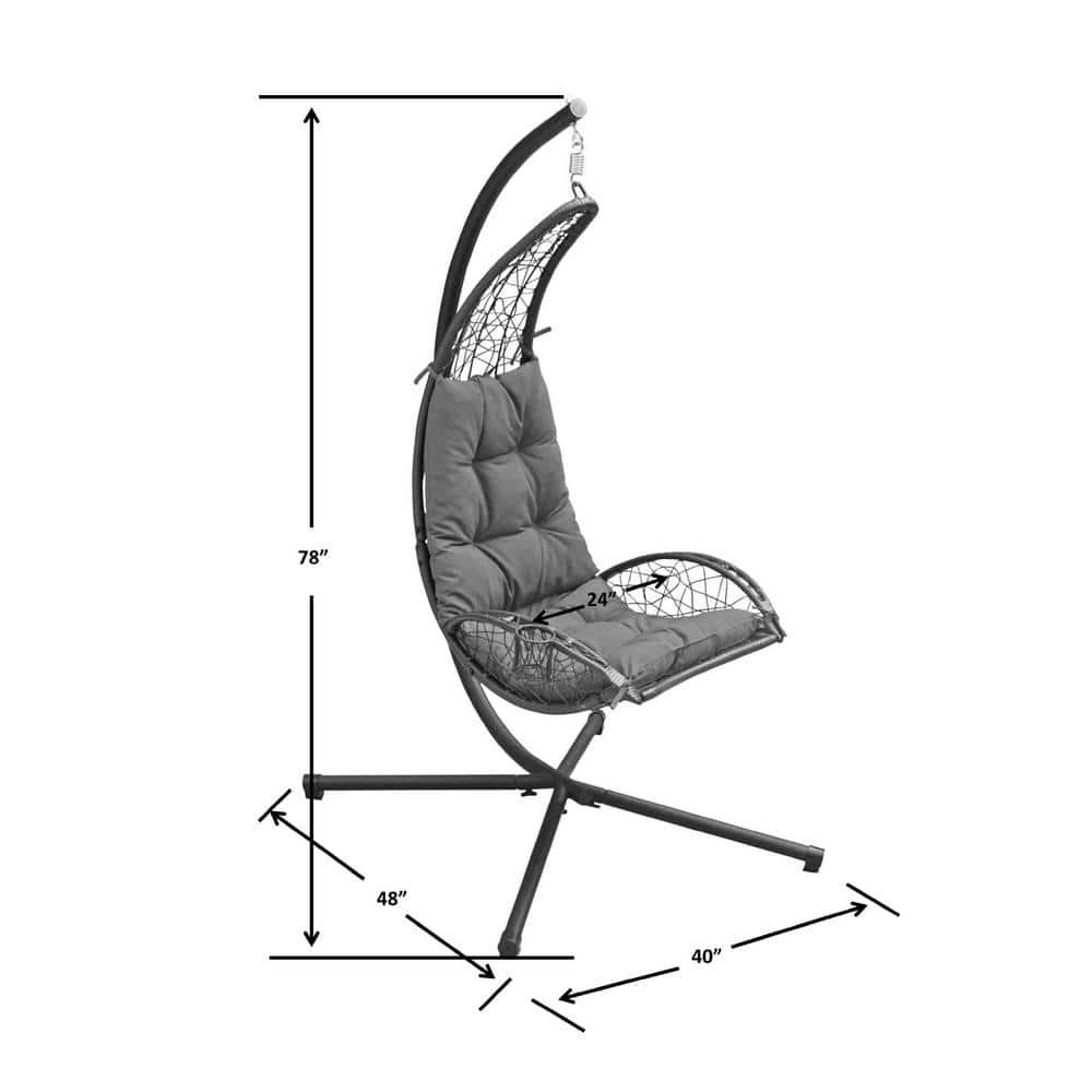 Cushioned Rattan Wicker Hanging Chair with Stand - Terra Cotta - Algoma: Outdoor Patio Furniture, UV Resistant