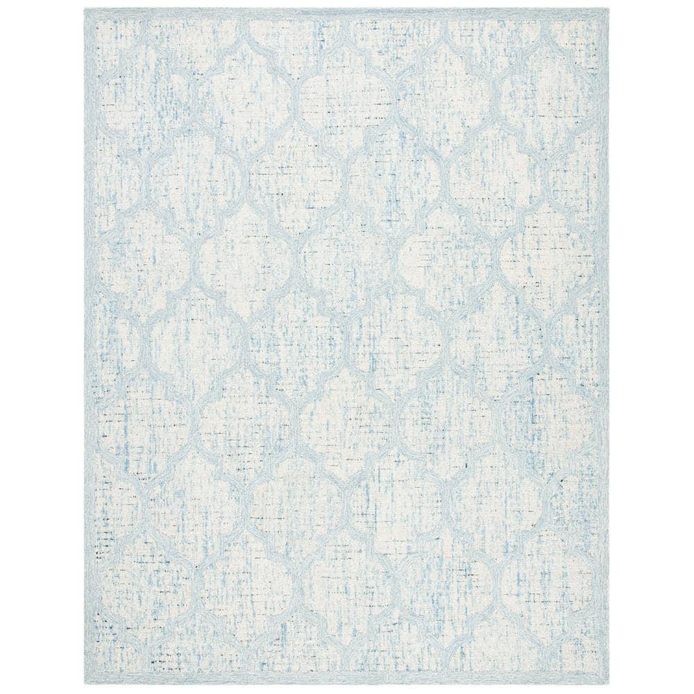 Abstract ABT474 Handmade Indoor Area Rug - Ivory/Turquoise - 8'x10' - Safavieh