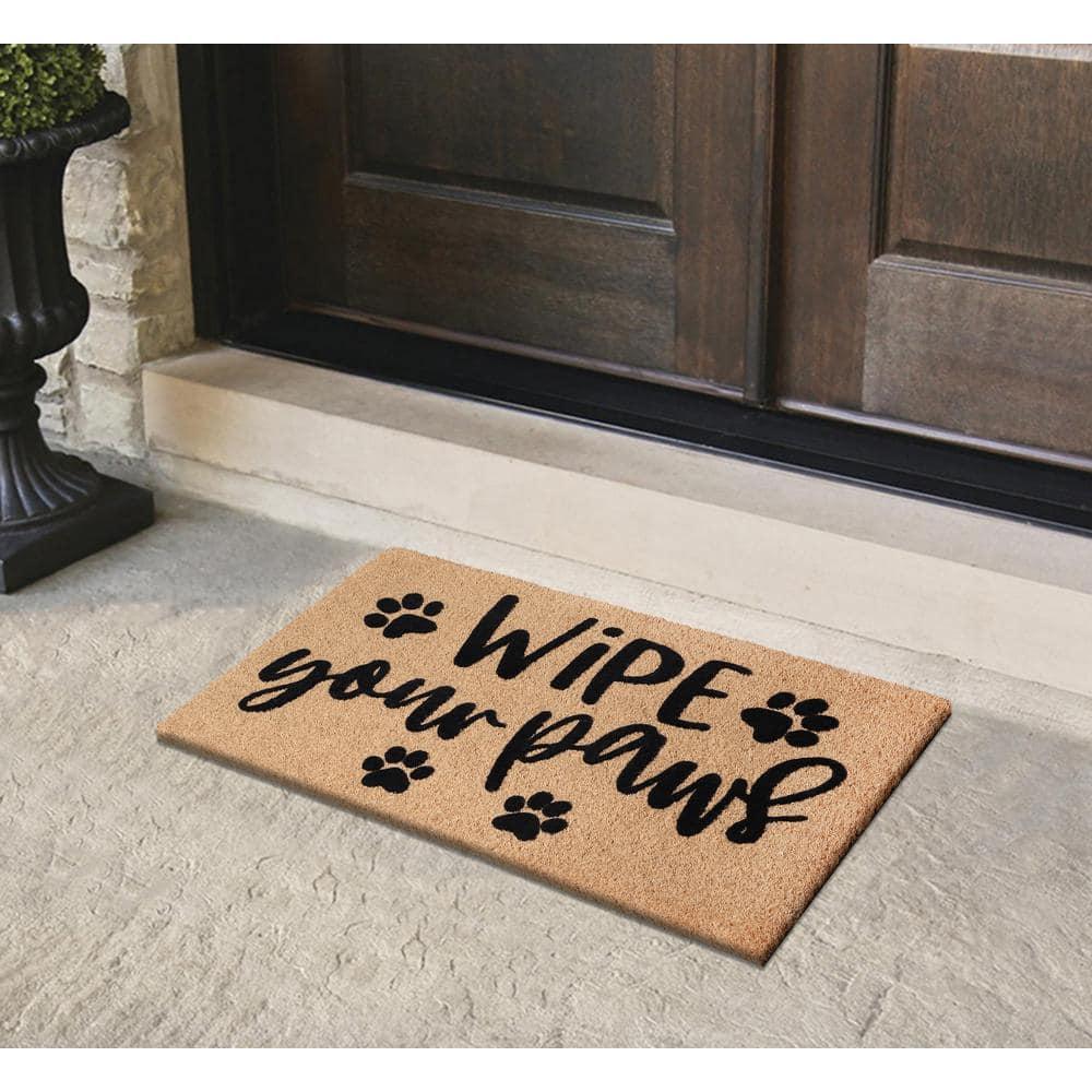A1HC Natural Coir Flocked Doormat with Heavy Duty Non-Slip PVC Backing Easy to Clean, Fade Resistant, Pet Friendly Outdoor Welcome Mat, Low-Profile Durable Doormat