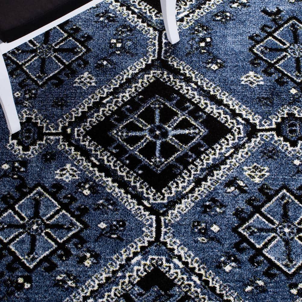 Vintage Hamadan VTH293 Power Loomed Area Rug - Blue/Black - 5'3"x7'6" - Safavieh.