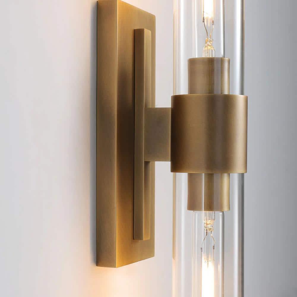 Mailus Wall Sconces, 22.8" Industrial-Chic Dual Glass Cylinder Wall Sconce(Set of 2)