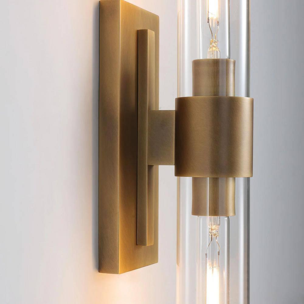 Mailus Wall Sconces, 22.8" Industrial-Chic Dual Glass Cylinder Wall Sconce(Set of 2)