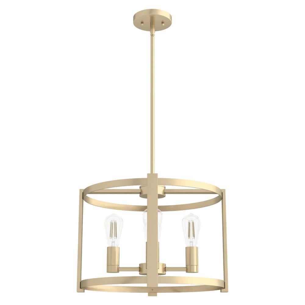 Hunter - Astwood 4-light Alturas Gold, Medium Size Chandelier, Dimmable, Caged Style, Drum Shaped, for Bedrooms, Kitchens, Dining, Living Rooms - 19958