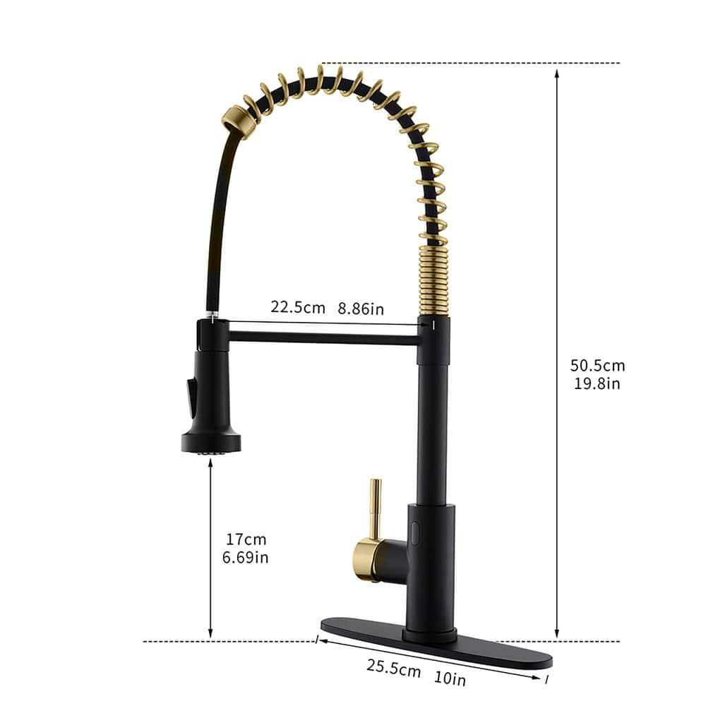 GIMILI Black and Gold Touchless Kitchen Faucet with Pull Down Sprayer Motion Sensor Smart Hands-Free Activated Single Hole Spring Faucet for Kitchen Sink