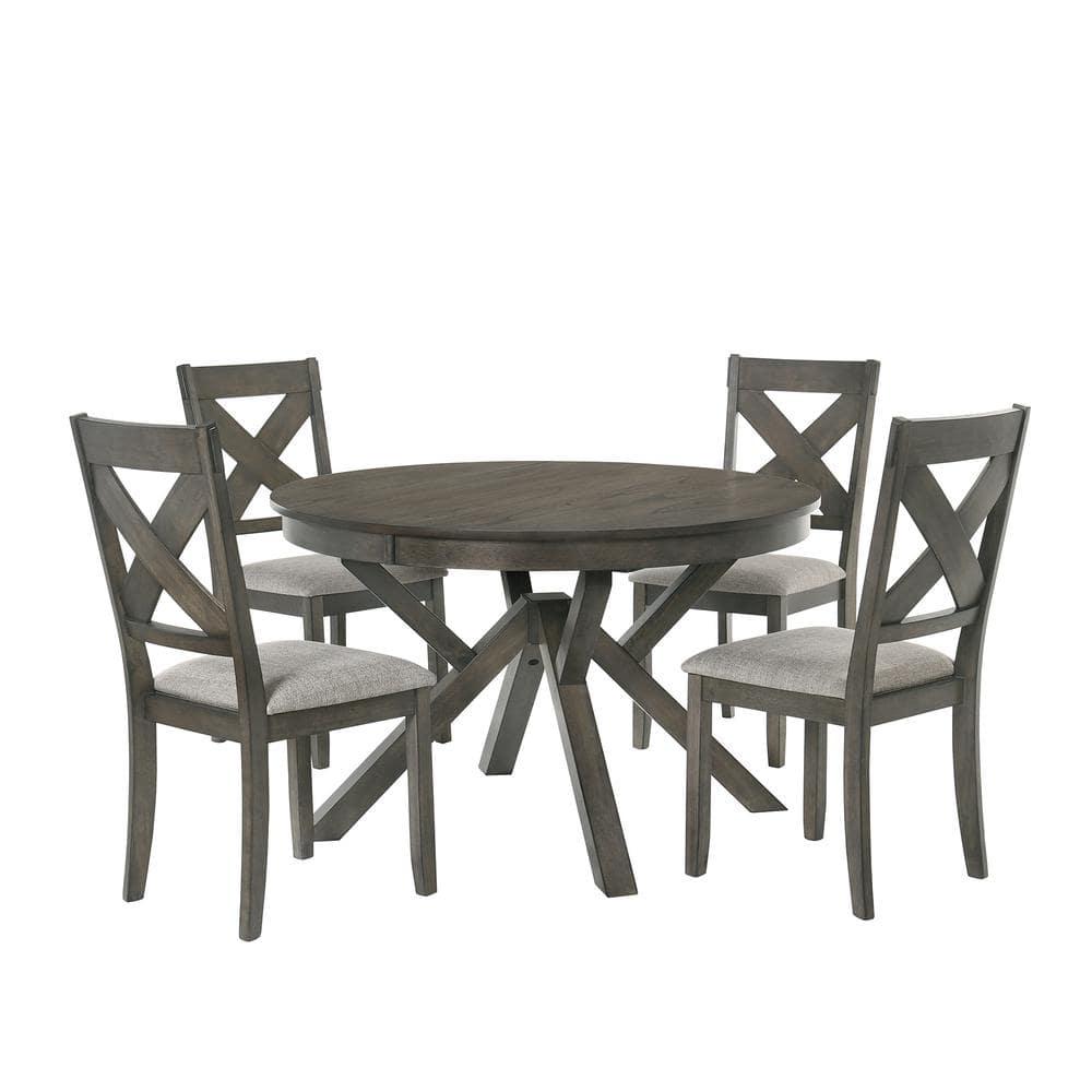 New Classic Furniture Gulliver 5-Piece Solid Wood Dining Set in Brown