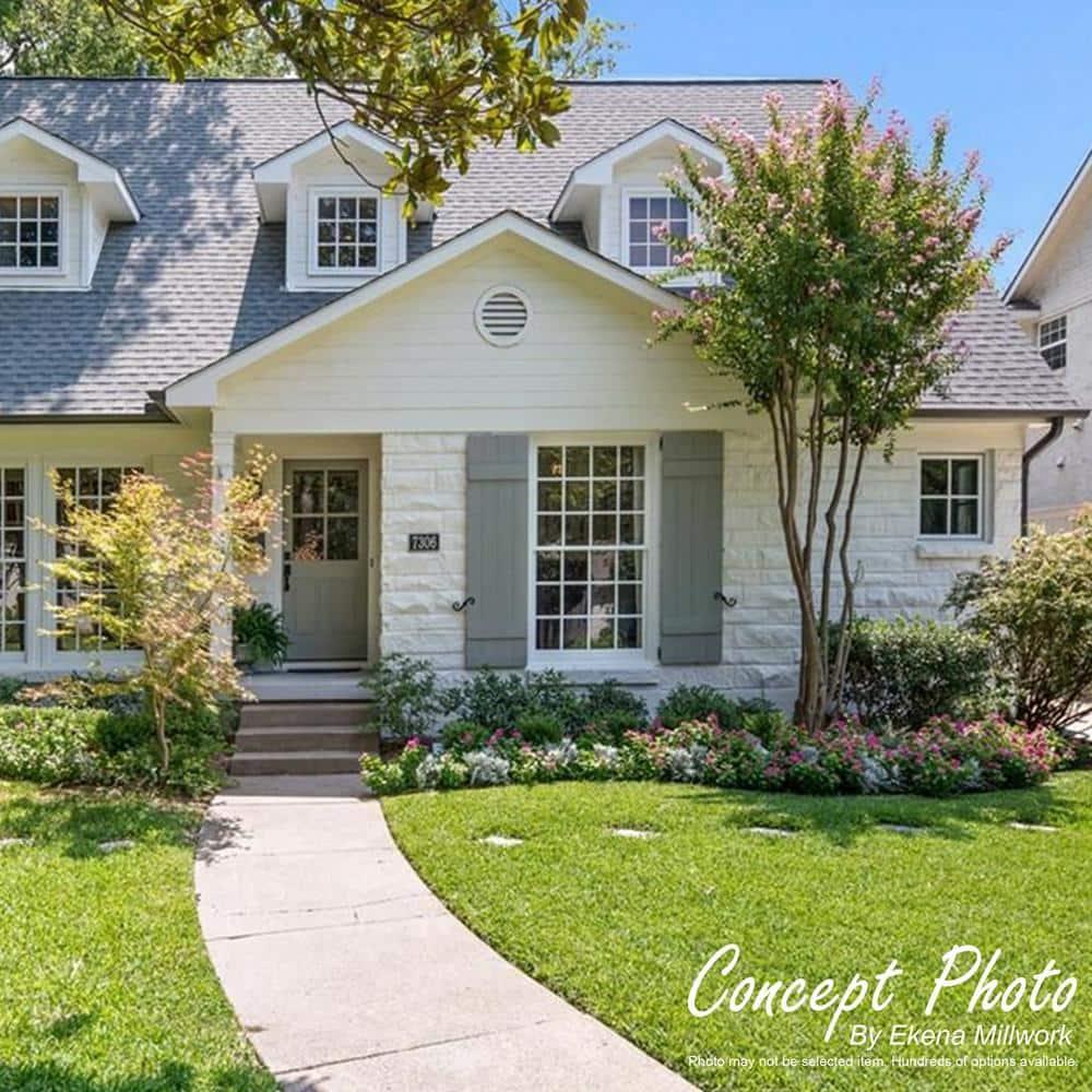 Ekena Millwork Timberthane Faux Rustic Spaced Board-n-Batten Faux Wood Shutters