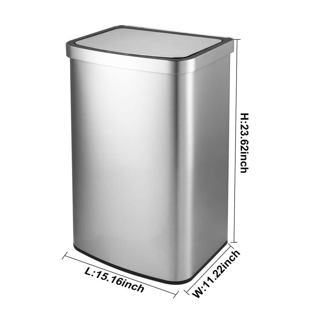 Innovaze 13 Gallon Stainless Steel Rectangular Motion Sensor Trash Can for Kitchen