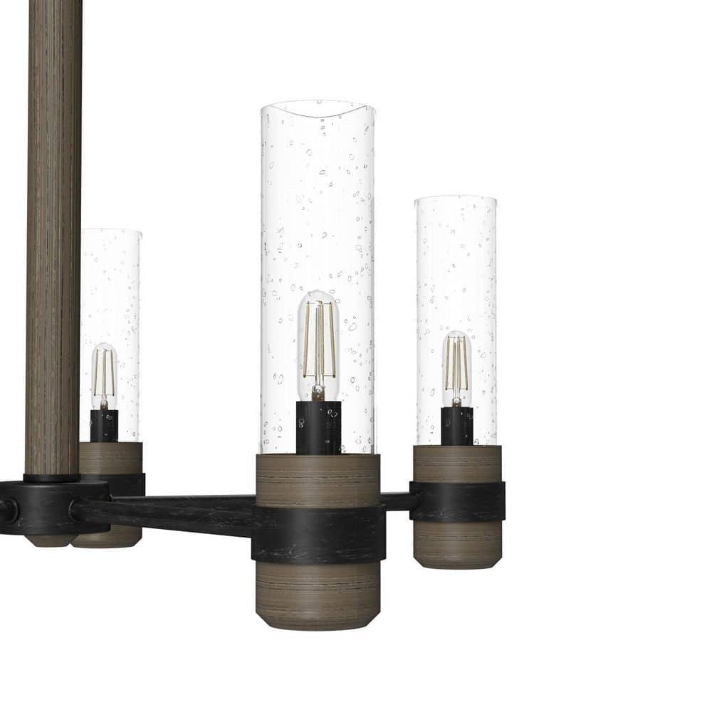 Hunter - River Mill 5-light Rustic Iron, Large Chandelier, Dimmable, Rustic Style, Candle Shaped, for Bedrooms, Kitchens, Dining, Living Rooms - 19474