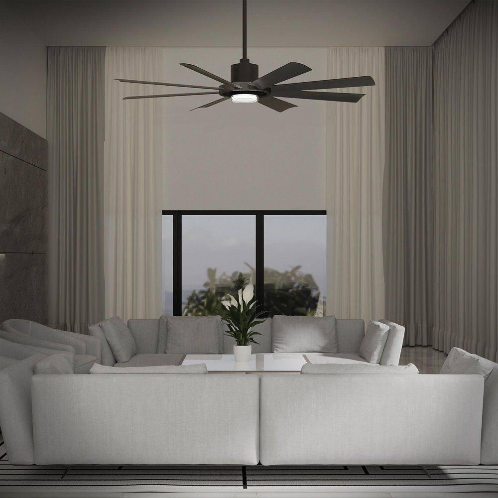 Aura 72" Matte Black Smart Ceiling Fan with Frosted Acrylic Diffuser