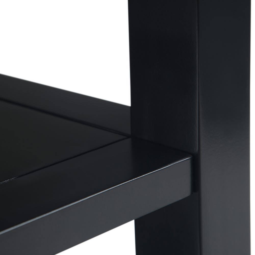 Simpli Home Acadian Wood 14" Rectangle Transitional Narrow Side Table in Black